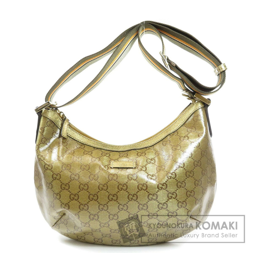 Gucci GG Crystal Sherry Line Shoulder Bag gold brown